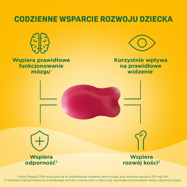 MÖLLER’S® RYBKI OMEGA-3 WYSOKA KONCENTRACJA O SMAKU MALINOWYM, ŻELKI, 27 SZTUK