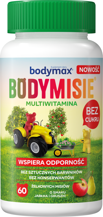 Bodymax Bodymisie multiwitamina misie o smaku jabłka i gruszki BEZ CUKRU 60 żelków