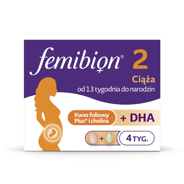 Femibion 2 Ciąża 13-40 tydz. kwas foliowy cholina DHA  28 kaps. +  28 tabl.