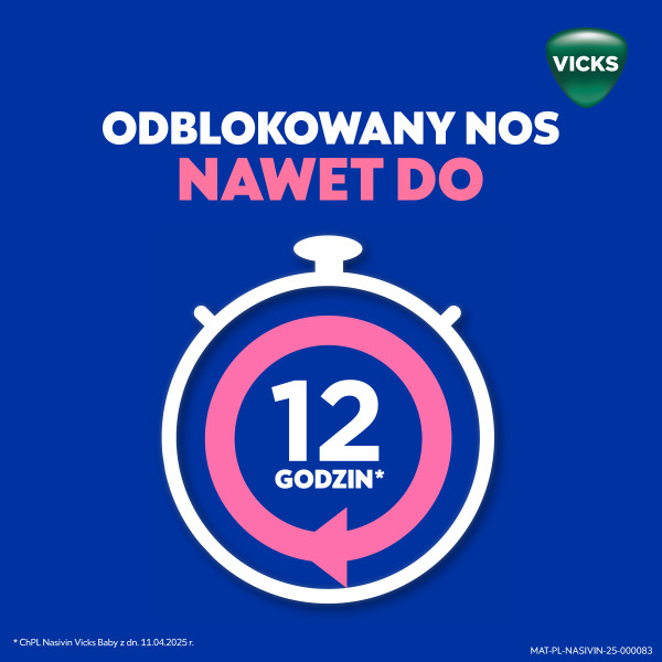 Krople Nasivin Vicks Baby, lek udrażniający, dzieci 3 mies. + 5 ml