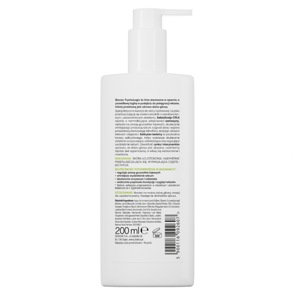 Biovax Trychologic szampon na przetłuszczające  się włosy 200 ml