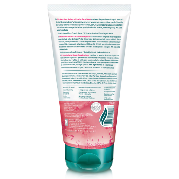 Himalaya Rose Rozświetlający micelarny żel do mycia twarzy z Organiczną Różą Damasceńską 150ml