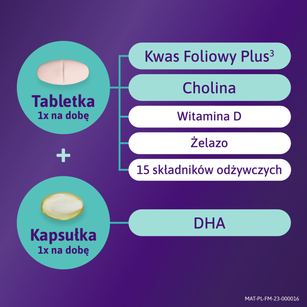 Femibion 3 Karmienie Piersią suplement diety Kwas Foliowy Plus³ cholina, DHA, 56 tabletek i 56 kapsułek