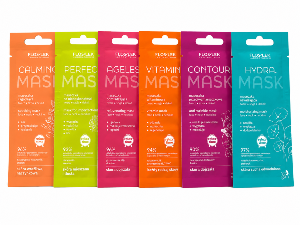 Floslek Mask Hello Beauty Zestaw MIX kremowych maseczek do stosowania na twarz, szyję i dekolt 6X6ML