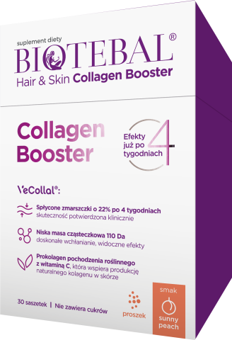 Biotebal Hair & Skin Collagen Booster o smaku brzoskwiniowym 30 saszetek