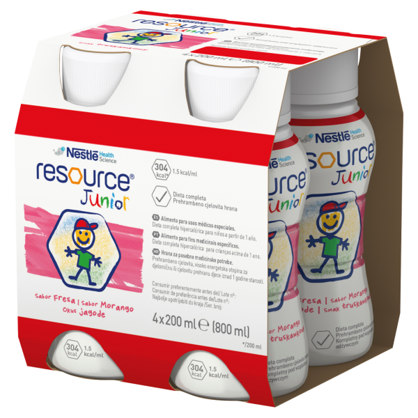 Nestle RESOURCE Junior preparat odżywczy  TRUSKAWKA 4 x 200 ml