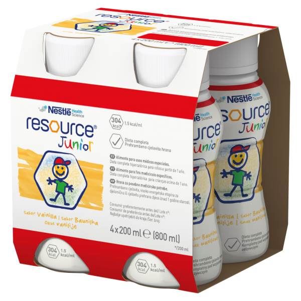 Nestle RESOURCE Junior preparat odżywczy WANILIA 4x200 ml
