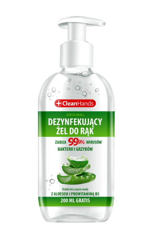 CleanHands antybakteryjny żel do rąk – aloes i prowitamina B5, 300 ml + 200 ml gratis