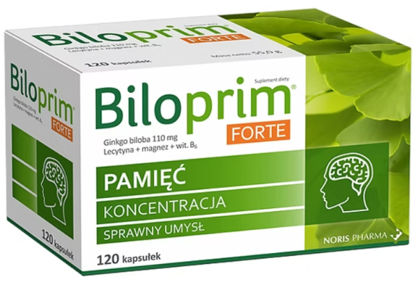 Biloprim Forte Ginkgo biloba pamięć koncentracja 120 kapsułek