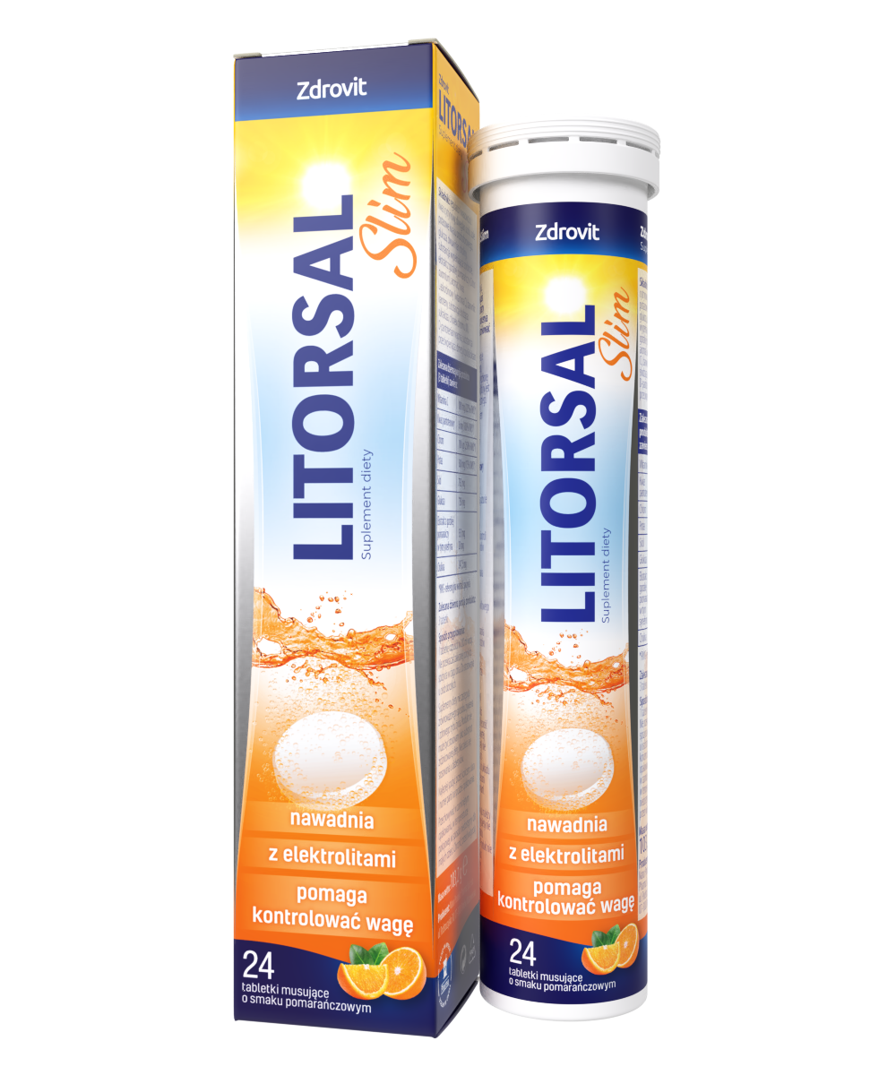 Zdrovit Litorsal Slim kontrola wagi pomarańczowe 24 tabletki musujące