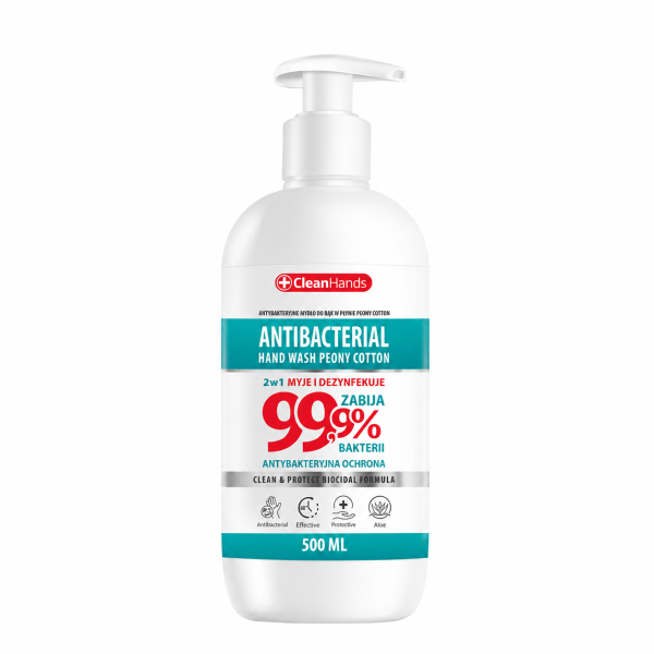 CLEAN HANDS Antybakteryjne mydło do rąk Peony Cotton 500 ml