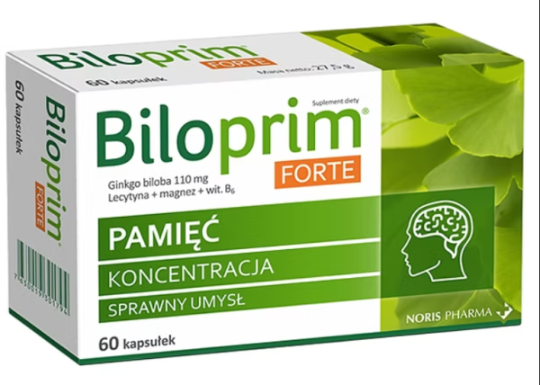 Biloprim Forte pamięć koncentracja ginkgo biloba 60 kapsułek
