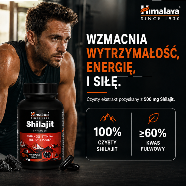 Himalaya Kapsułki shilajit na energię i siłę 60 sztuk