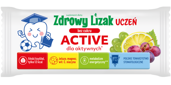 Zdrowy Lizak Uczeń Bez Cukru Active 1 sztuka