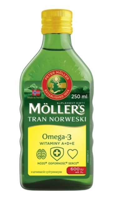 Tran norweski MOLLERS cytrynowy 250ml