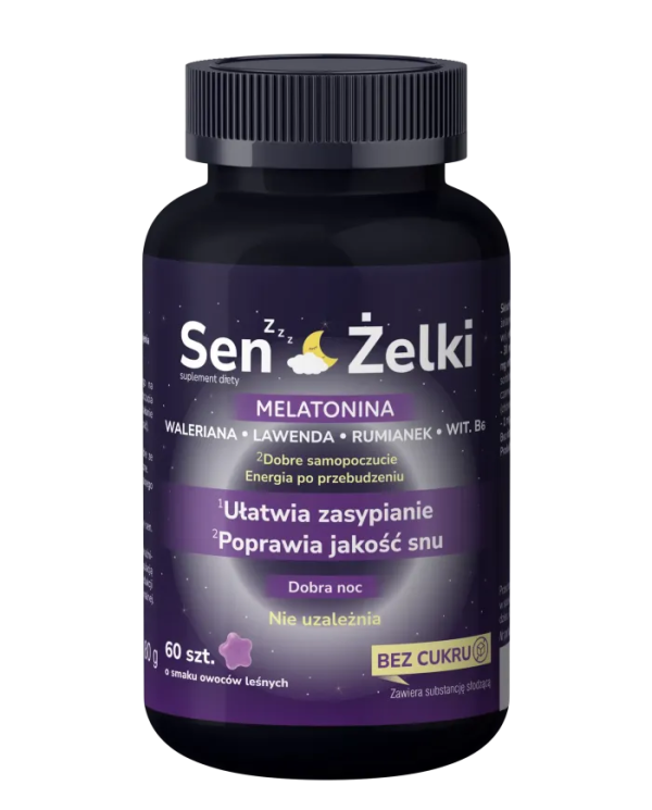 Domowa Apteczka Sen Żelki Melatonina Waleriana  60 sztuk BEZ CUKRU