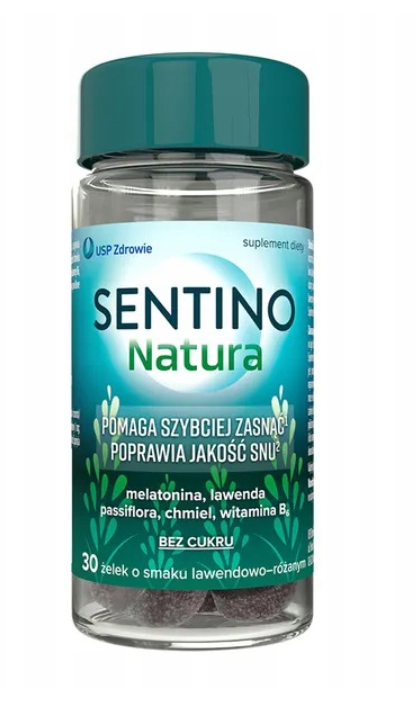 Sentina Natura Żelki na spokojny sen melatonina passiflora chmiel bez cukru 60 sztuk