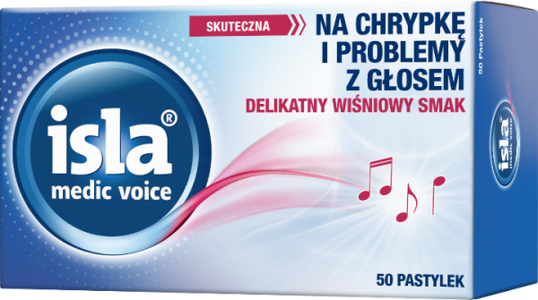 Isla Medic Voice o smaku wiśniowym 50 pastylek do ssania