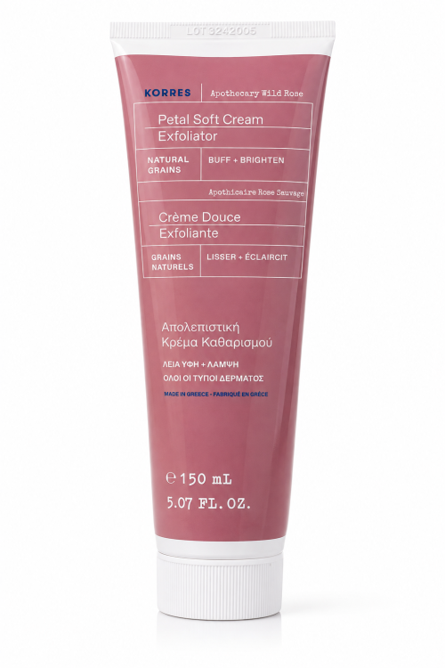 KORRES WILD ROSE Delikatny krem złuszczający do twarzy z naturalnymi drobinkami 150 ml