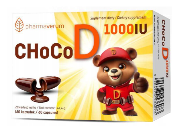 ChocoD 1000 IU kapsułki do żucia z nadzieniem czekoladowym 60 kapsułek