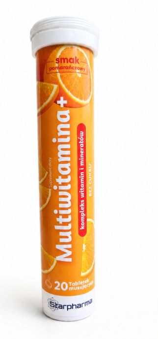STARPHARMA Multiwitamina+ pomarańcza BEZ CUKRU 20 tabl. musujacych