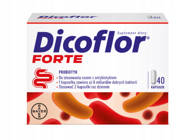 Dicoflor Forte prawidłowe funkcjonowanie przewodu pokarmowego 40 kapsułek