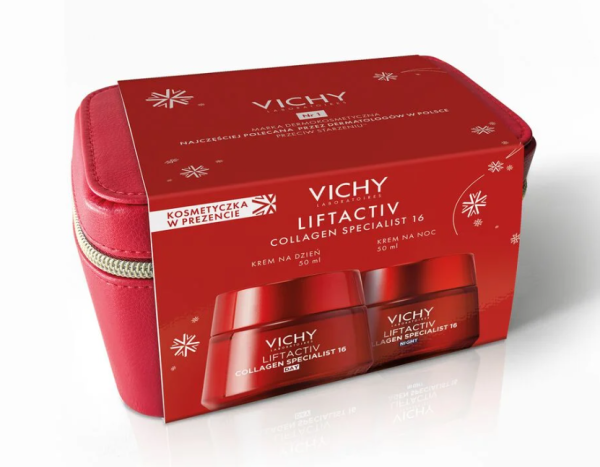 Vichy Liftactiv Collagen Specialist 16 Zestaw  Xmass Krem na dzień i  na noc + kosmetyczka
