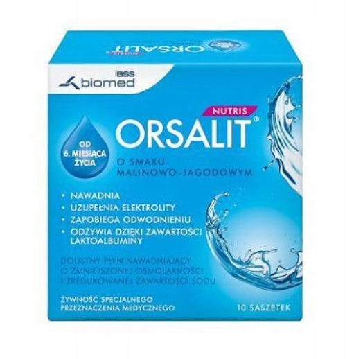 Orsalit Nutris smak malinowo-jagodowy elektrolity dla dzieci 10 saszetek