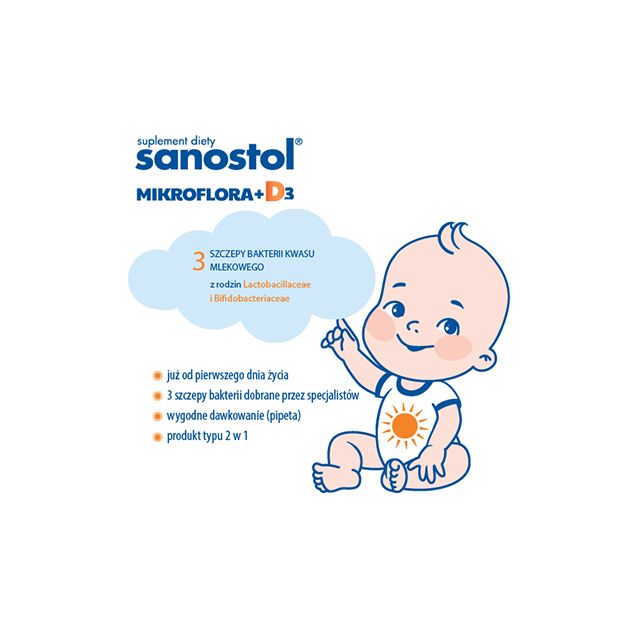 Sanostol Mikroflora + D3 krop. 8 ml