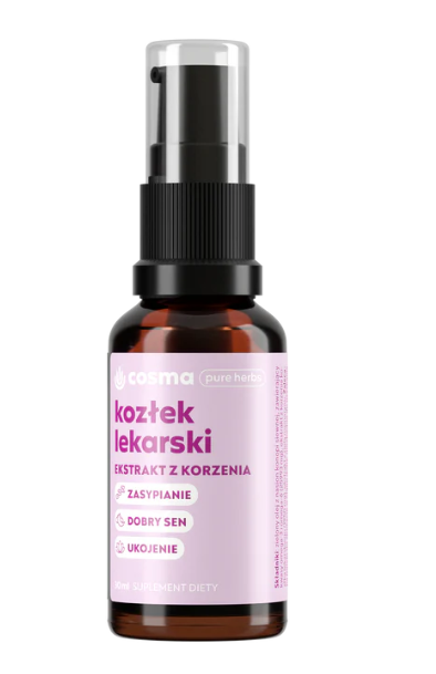 Cosma Pure Herbs Kozłek Lekarski ekstrakt z korzenia z olejem konopnym na sen i serce 30ml
