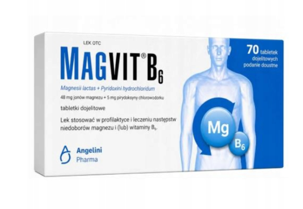 Magvit B6 Lek uzupełniający niedobory magnezu i witaminy B6 70 tabletek