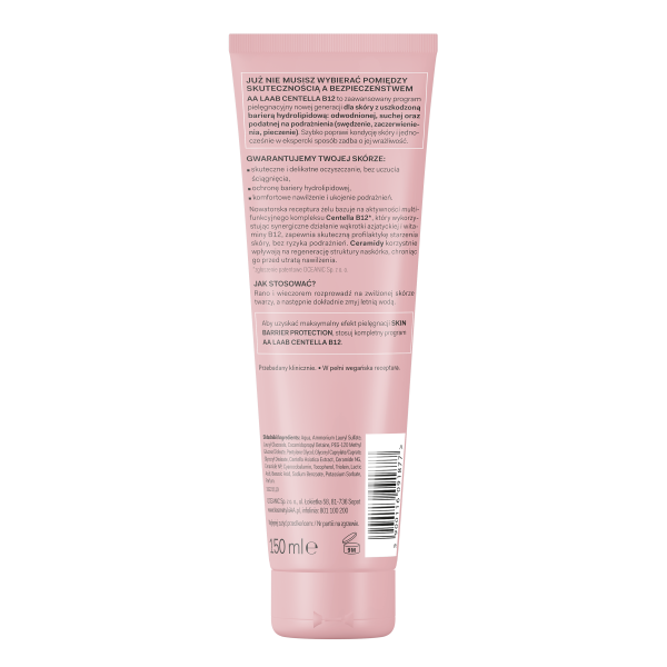 AA LAAB 100% Centella B12 Żel do mycia twarzy nawilżający 150 ml