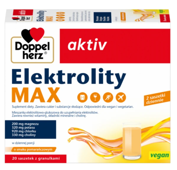Doppelherz Aktiv Elektrolity Max o smaku pomarańczowym 20 saszetek