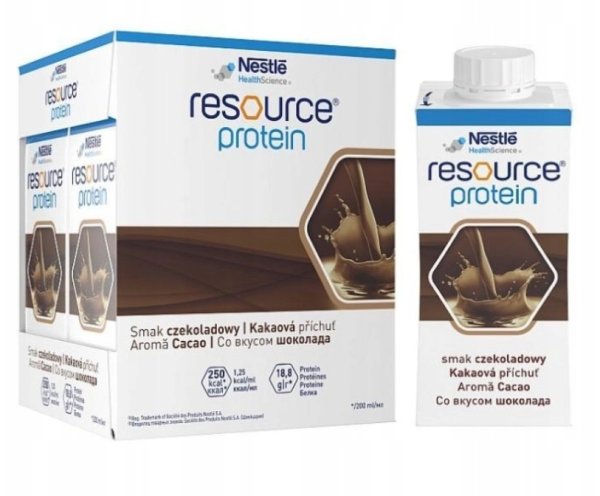 Nestlé Resource Protein Preparat odżywczy  smak czekoladowy 800 ml (4 x 200 ml)