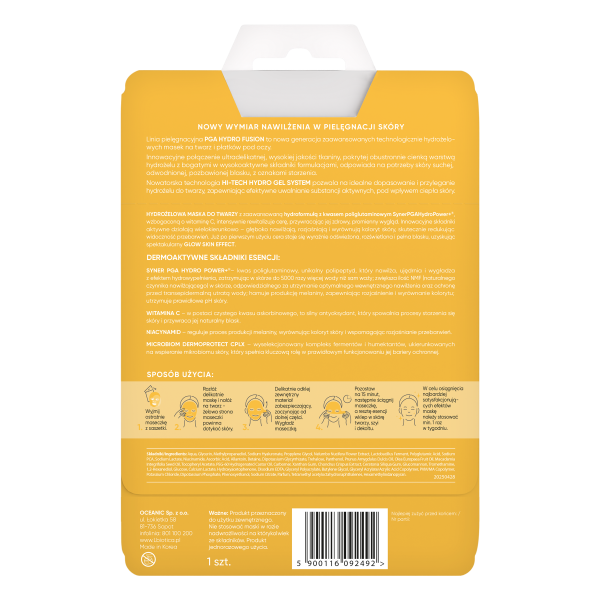 L'biotica PGA Hydro Fusion Hydrożelowa maska do twarzy z witaminą C 1 szt.