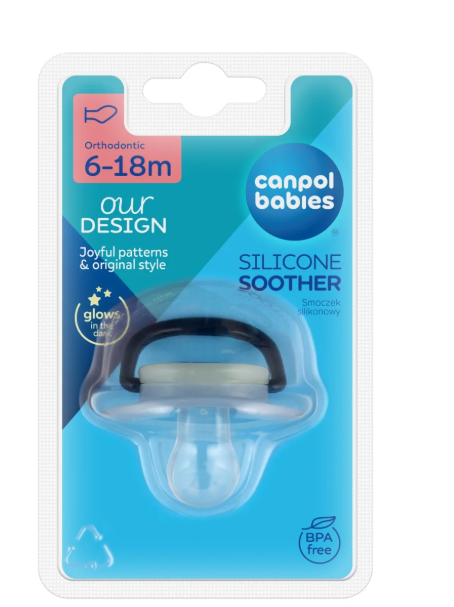 CANPOL Night Dream Smoczek usp. silikon anatomiczny niebieski 6-18m 22/501