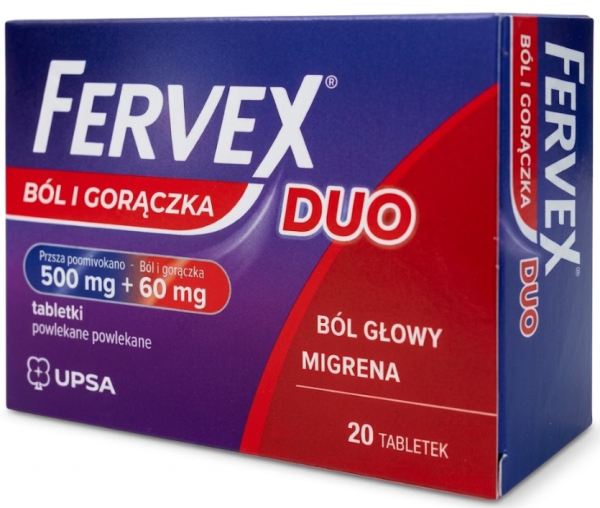 Fervex Ból I Gorączka Duo 500mg+65mg 20 tabletek