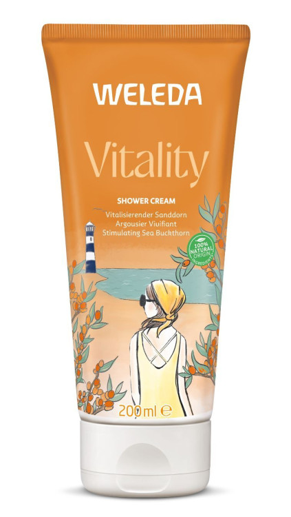 WELEDA Vitality Kremowy płyn pobudzający  pod prysznic z rokitnikiem  200 ml