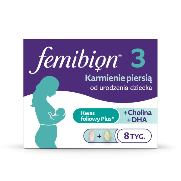Femibion 3 Karmienie Piersią suplement diety Kwas Foliowy Plus³ cholina, DHA, 56 tabletek i 56 kapsułek