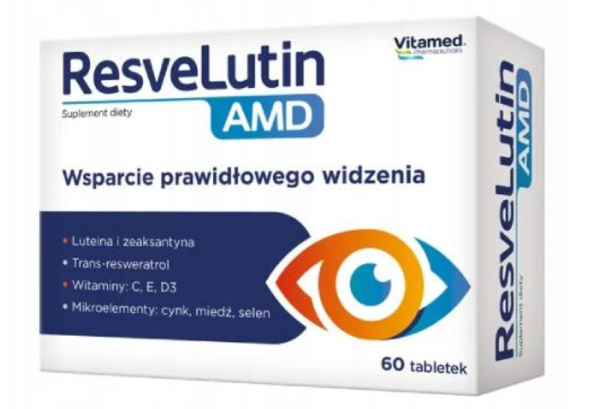 ResveLutin AMD Zeaksantyna 2 mg wsparcie prawidłowego widzenia 60 tabletek