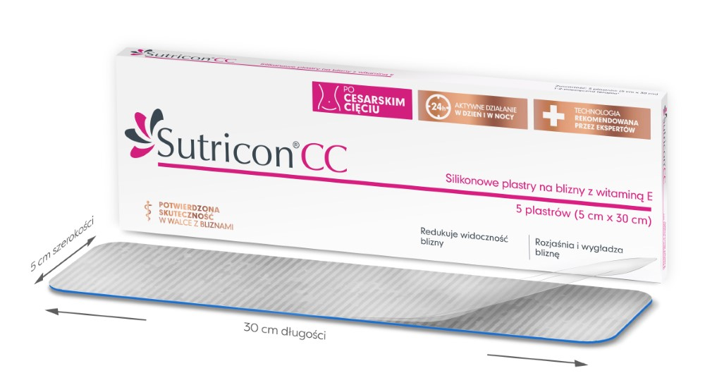 SUTRICON CC Plastry silikonowe na blizny 5x30cm