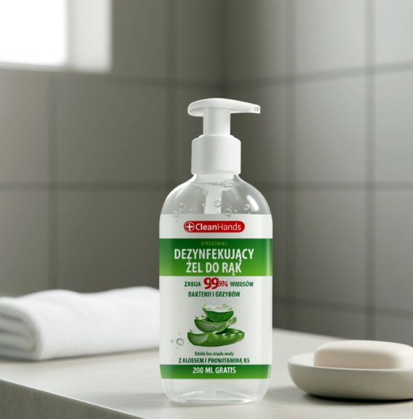 CleanHands antybakteryjny żel do rąk – aloes i prowitamina B5, 300 ml + 200 ml gratis