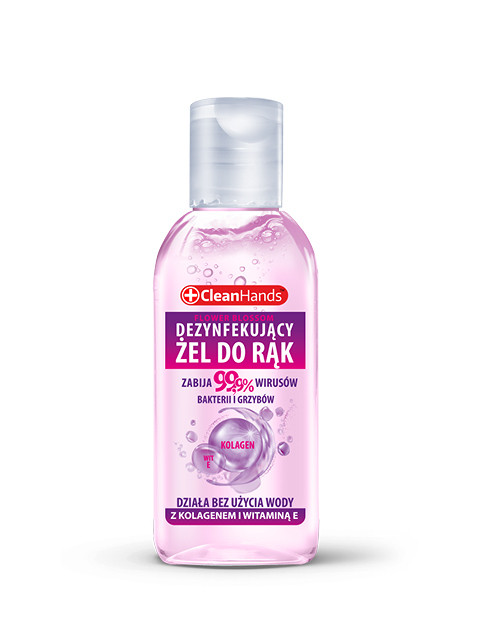 CLEAN HANDS Dezynfekujący żel do rąk z kolagenem i witaminą E FLOWER BLOSSOM 50 ml