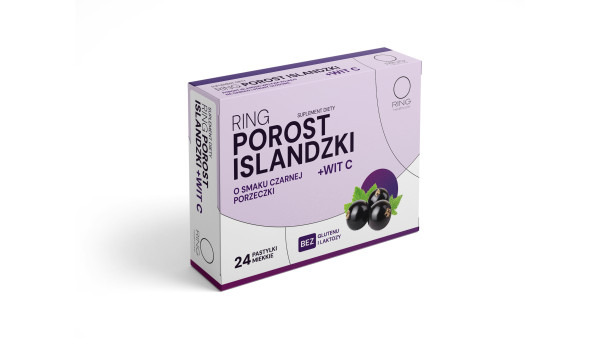 Ring Porost Islandzki + Wit. C o smaku czarnej porzeczki 24 pastylki