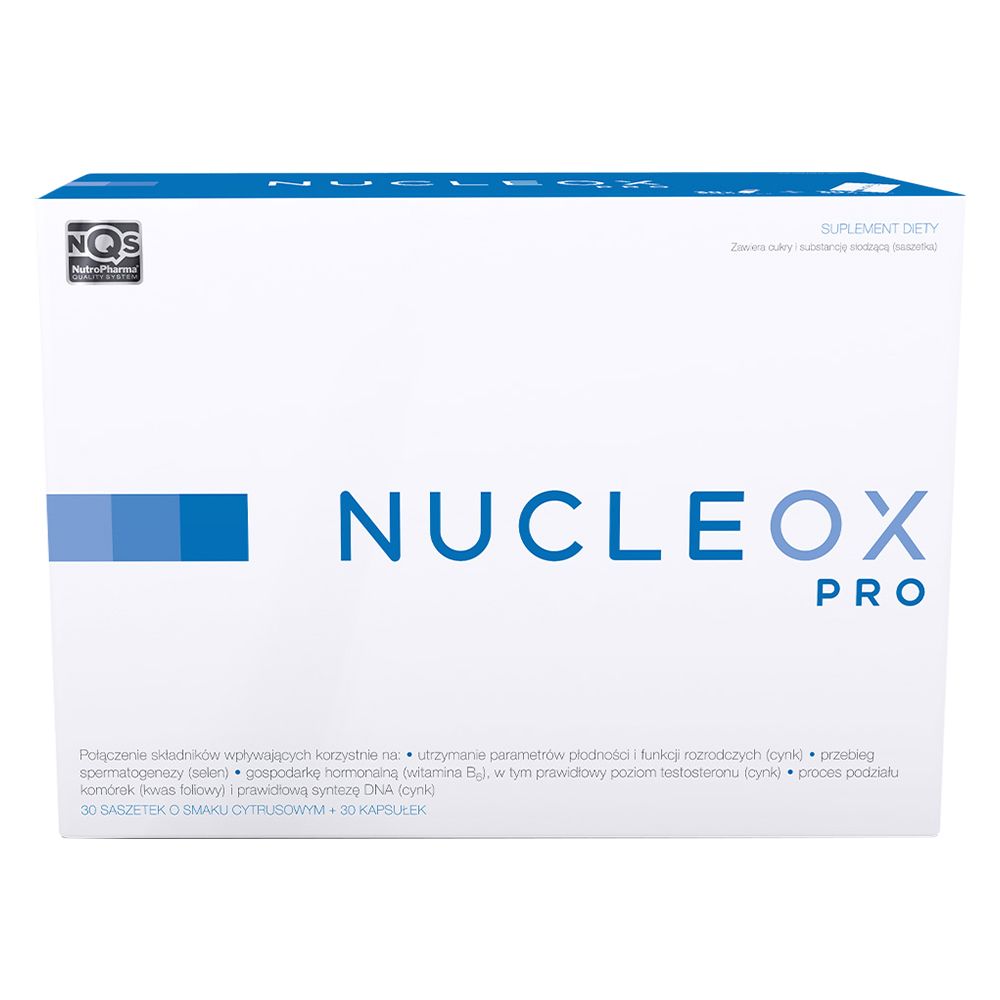 Nucleox Pro zestaw 30 sasz. + 30 kaps. na niepłodność mężczyzn