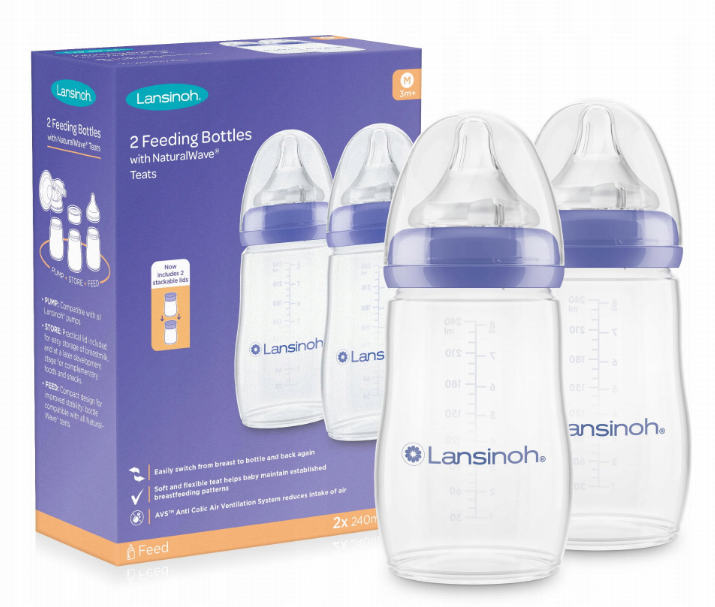 Lansinoh Zestaw butelki 2x240 ml + smoczki M