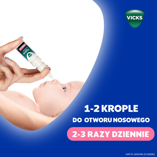 Krople Nasivin Vicks Baby, lek udrażniający, dzieci 3 mies. + 5 ml