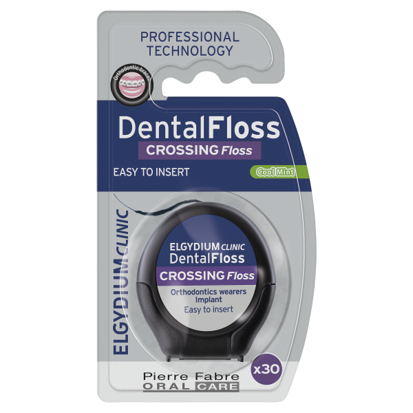 ELGYDIUM Clinic DENTALFLOSS Crossing Floss nić dentystyczna do aparatów ortodontycznych i implantów x30