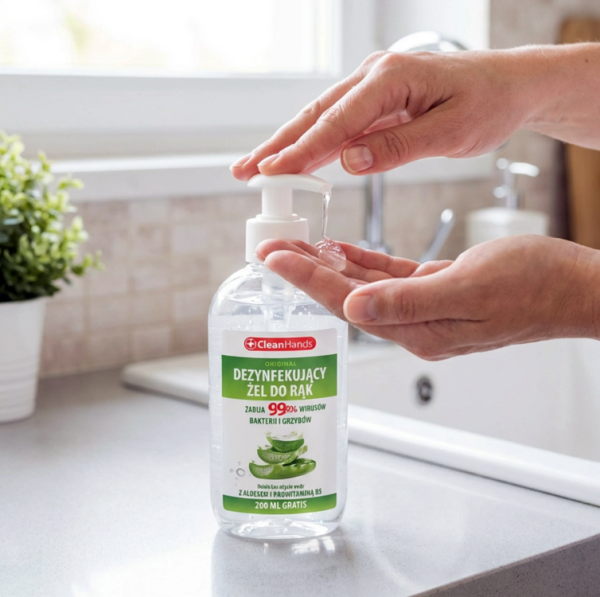 CleanHands antybakteryjny żel do rąk – aloes i prowitamina B5, 300 ml + 200 ml gratis