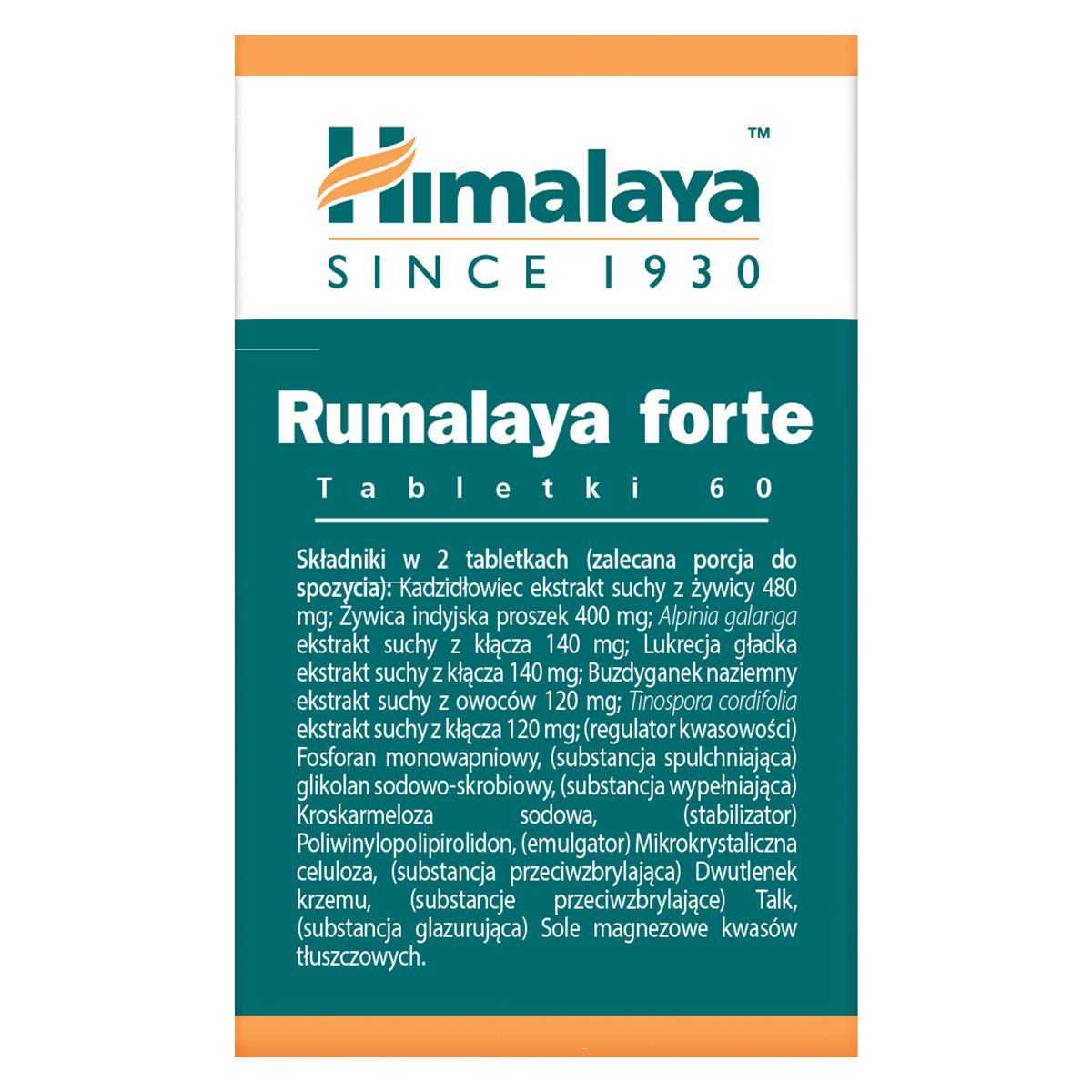 Himalaya Rumalaya Forte  na bóle stawów 60 tabletek
